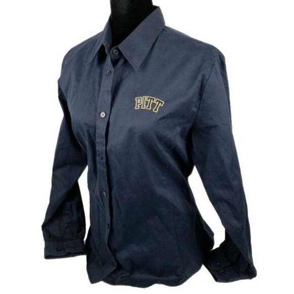 Pitt State Button Front Shirt Womens Size Large Navy Blue Long Sleeve PA College - Picture 3 of 6